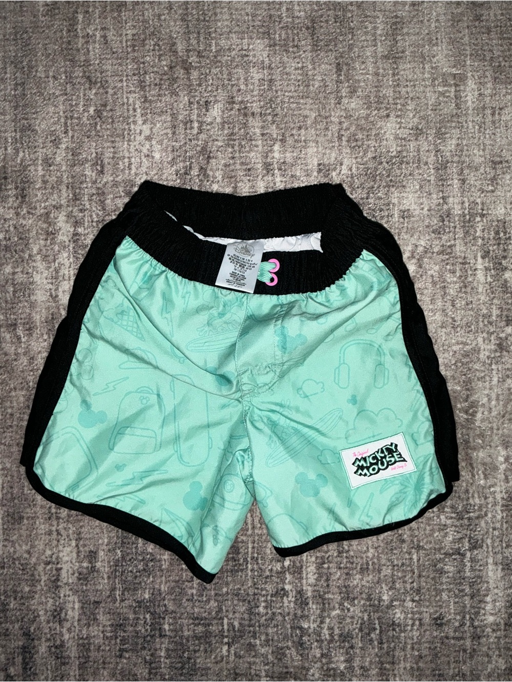 Kids Mickey Mouse Mint Green Athletic Shorts